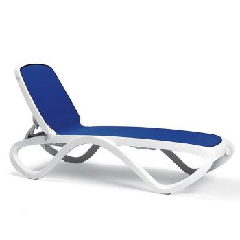   Nardi Omega fehér váz - kék szintetikus szövet napozóágy