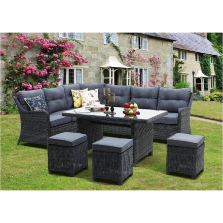 R1061 polyrattan kerti étkezőgarnitúra antracit/szürke