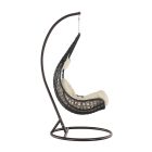 KALEA 2 barna-barna függő fotel krémszínű párnával