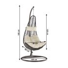 KALEA 2 barna-barna függő fotel krémszínű párnával