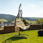 KALEA 2 barna-barna függő fotel krémszínű párnával