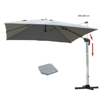 Napoli-Classic napernyő és talp szürke 300x 300 cm