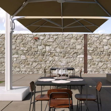 K_due Napernyő 2 függetlenül behúzható karral, gázrugóval T verzió 350x700 cm