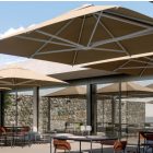 K_quattro Négy gázrugós, behúzható karral ellátott napernyő 600x600 cm fahatású