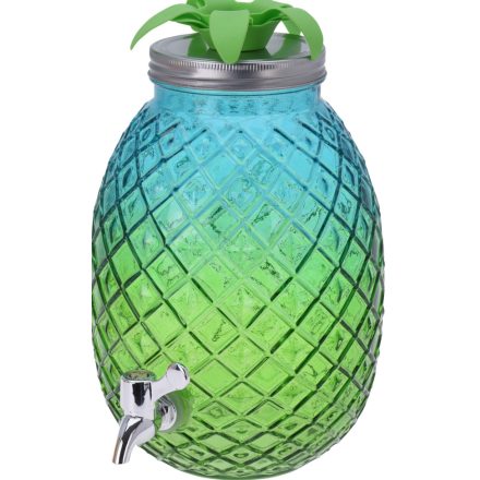 Pineapple üveg italadagoló 4,7 liter kék/zöld színben
