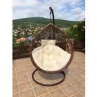 LO-6078 barna függő fotel krémszínű párnával